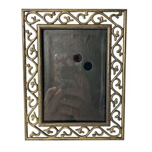 Vintage Bronze Metal Picture Photo Frame 4 X 6" Filigree Paisley Scroll Leaves